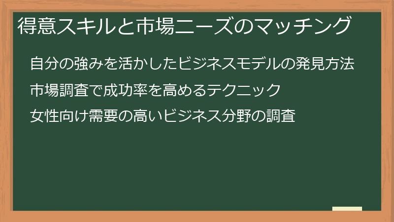 得意スキルと市場ニーズのマッチング